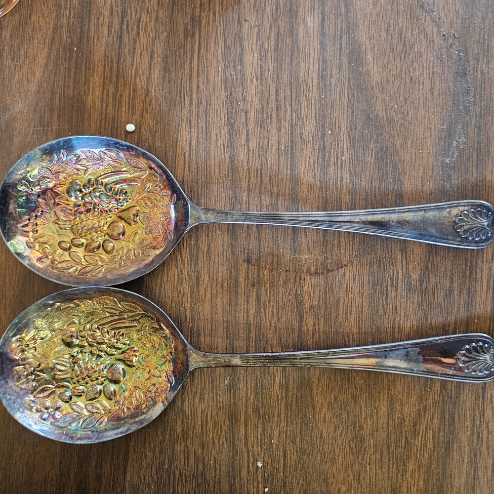 Elegant Silver and Gold Serving Spoons